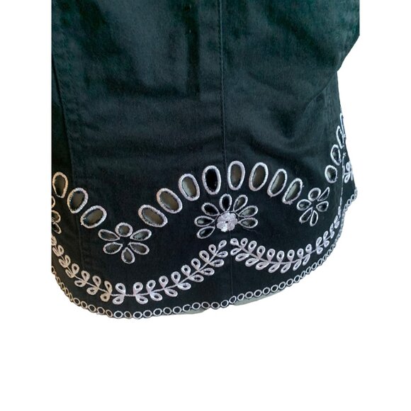 Vera Vera medium,Black Woman's Jacket with white embroidery - Picture 5 of 10